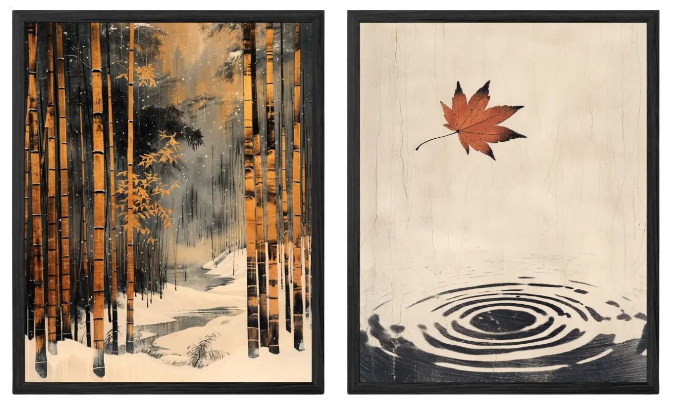 Bamboo in Snow x Falling Maple Leaf Artelo