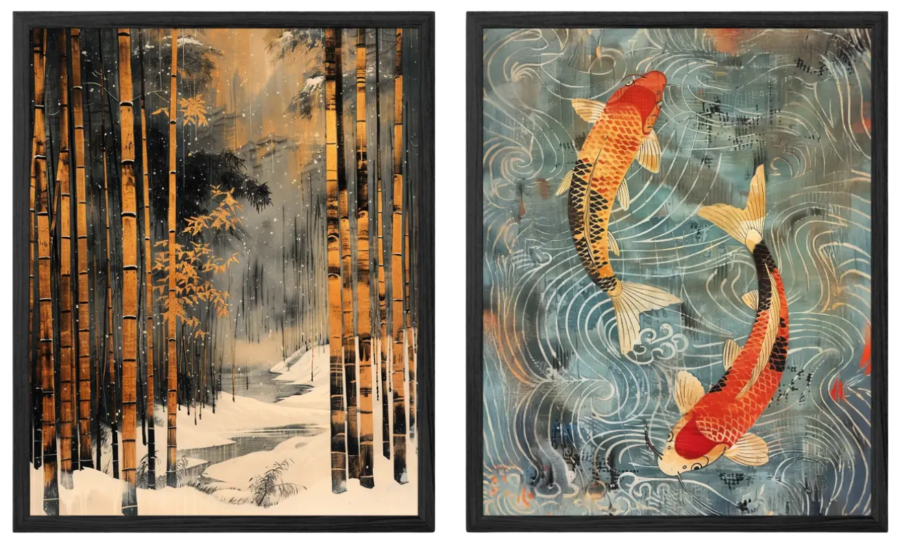 Bamboo in Snow x Koi in Eternal Flow Artelo