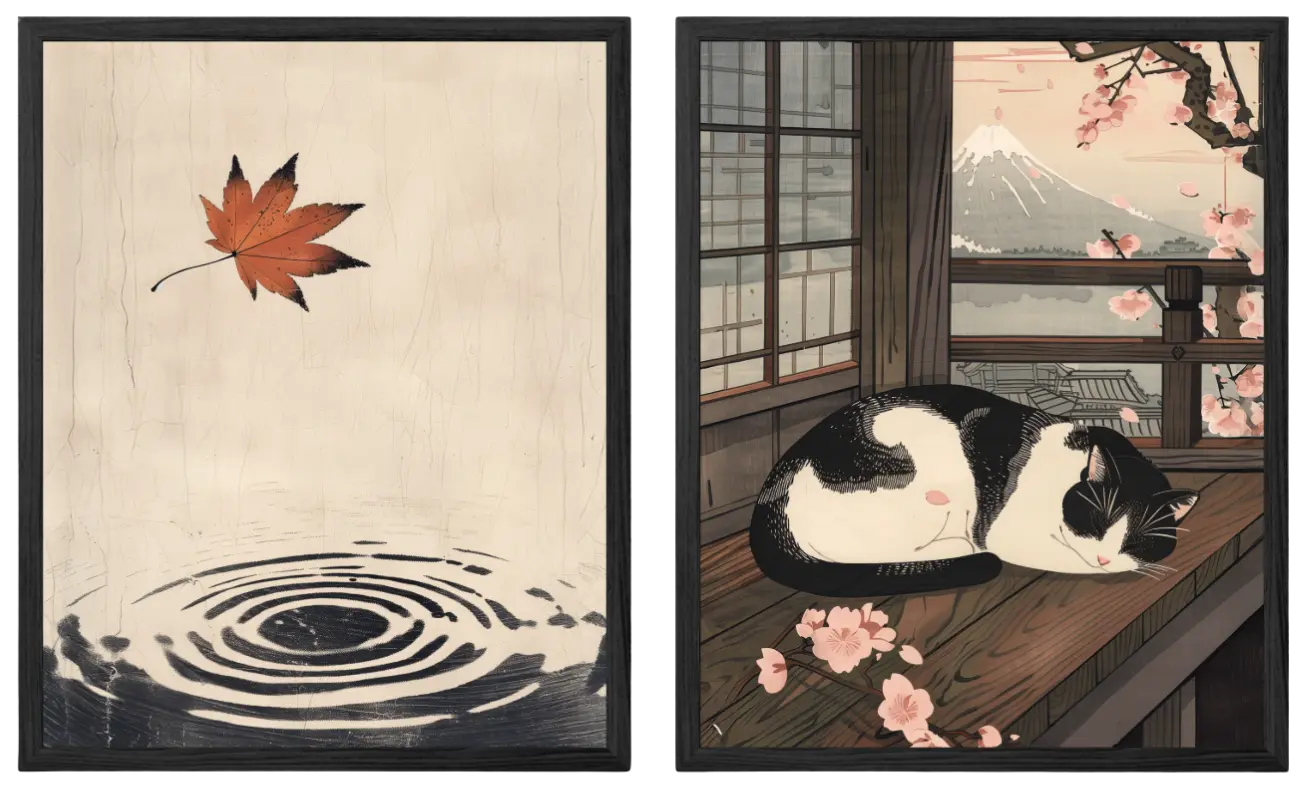 Falling Maple Leaf x Sleeping Cat in Spring Artelo