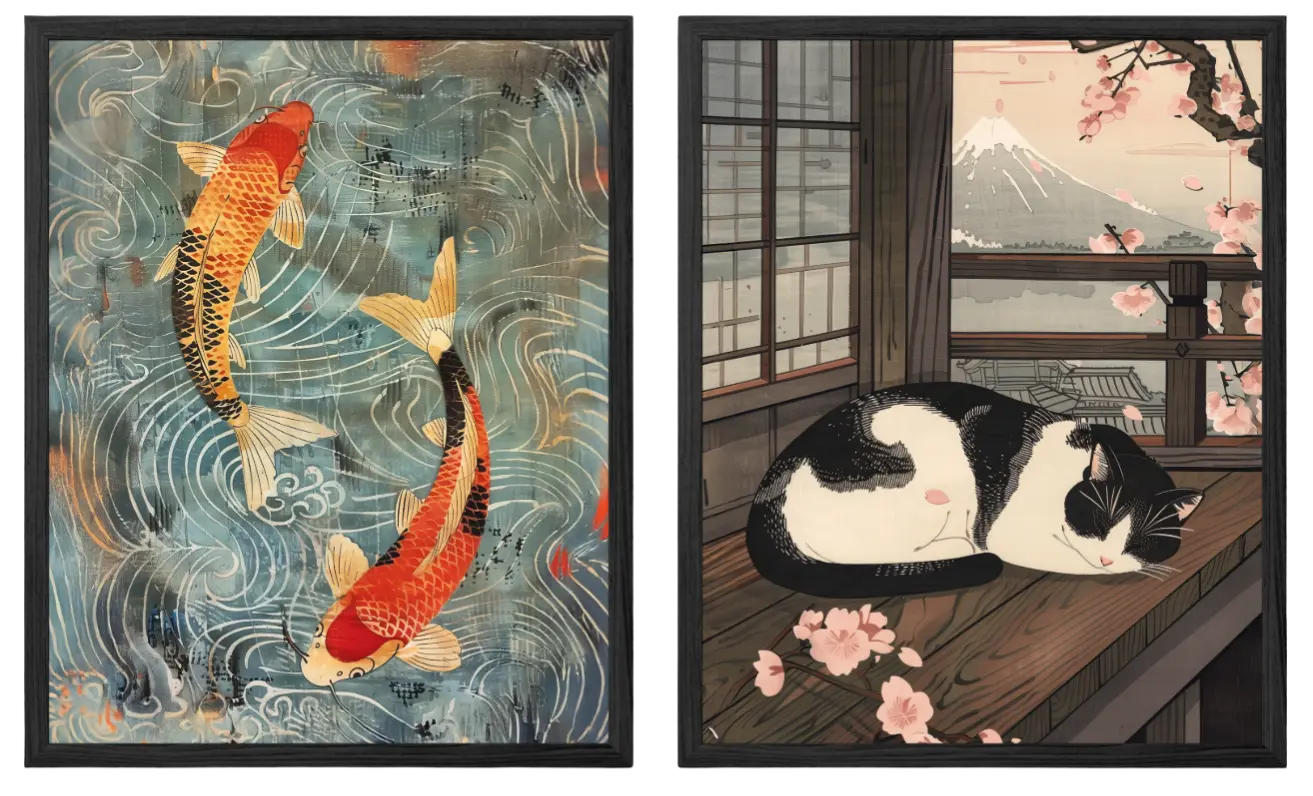 Koi in Eternal Flow x Sleeping Cat in Spring Artelo