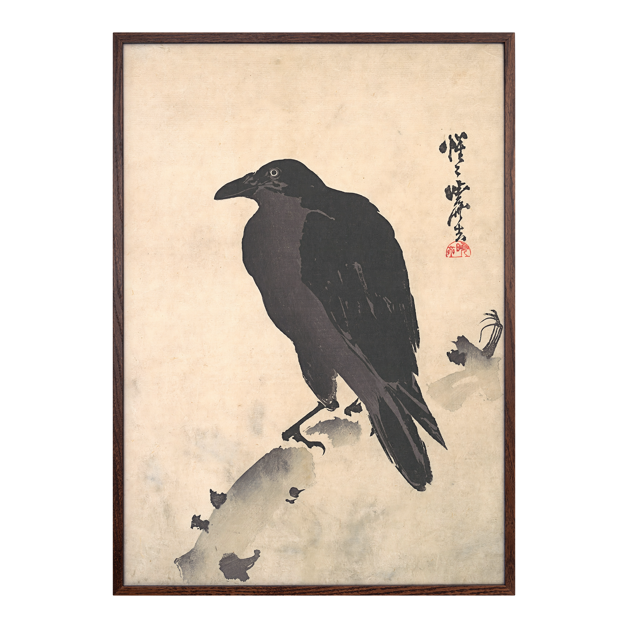 Crow Resting on Wood Trunk Alfredssons