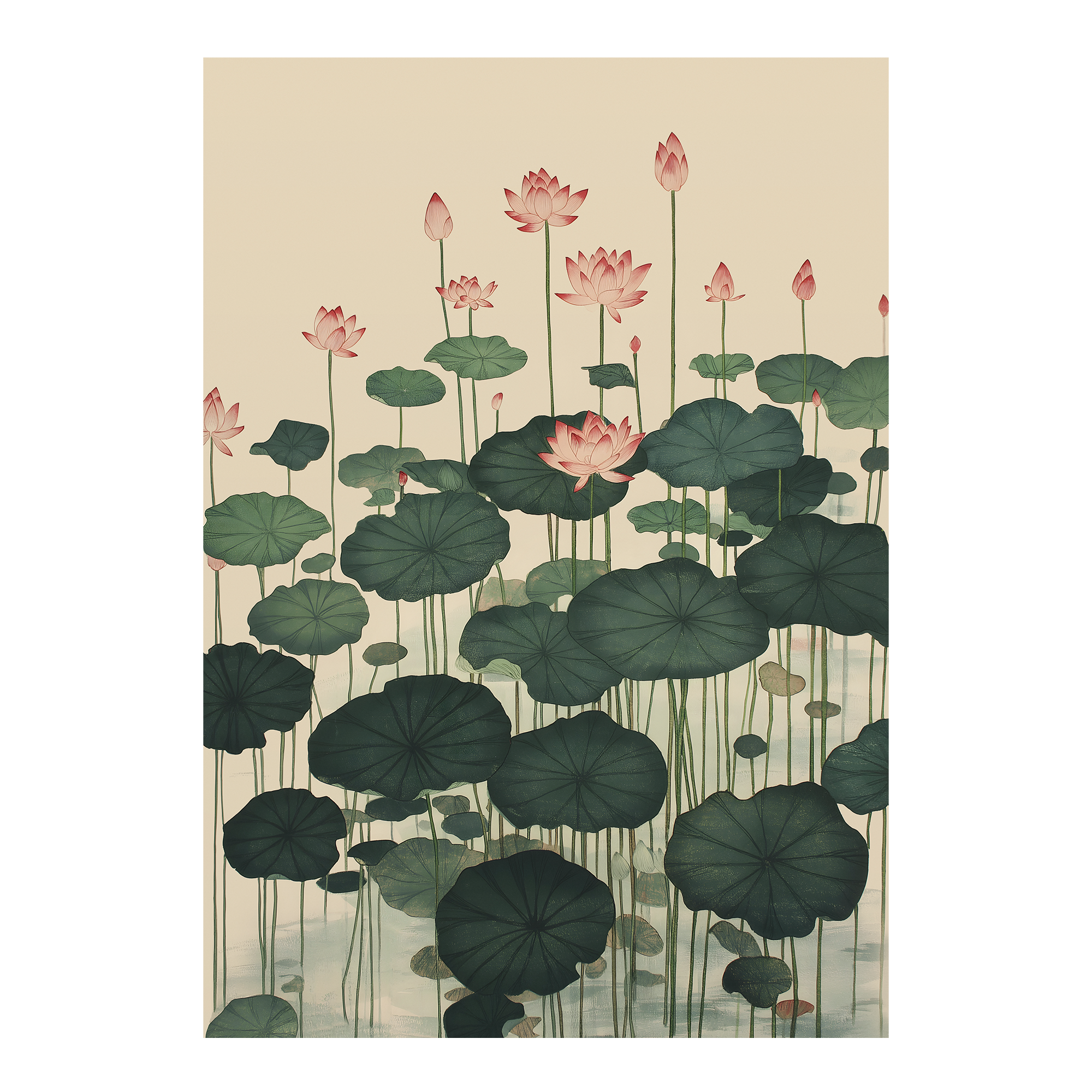 lotus flower Japanese art print