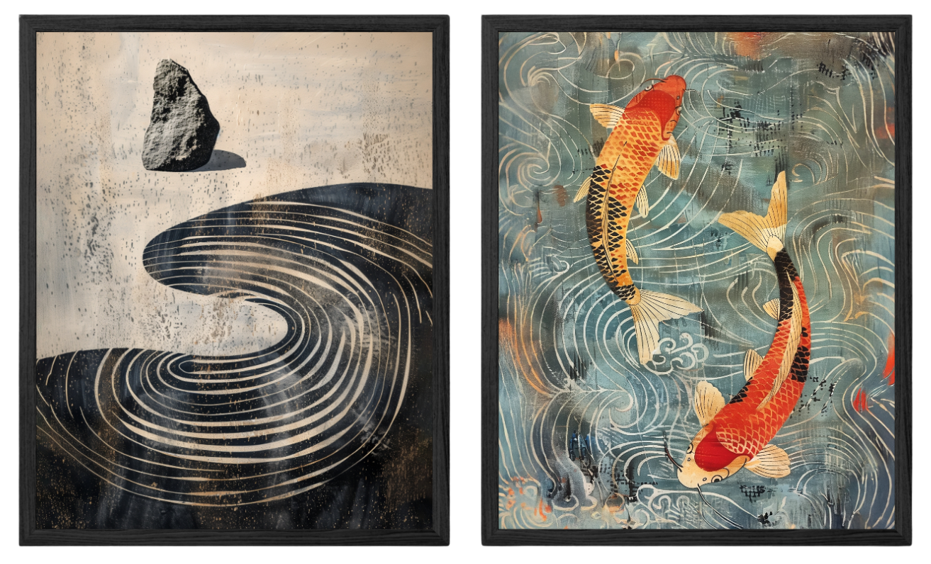 Zen Stone x Koi in Eternal Flow